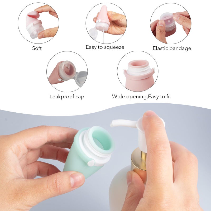 BienBion 1oz Travel Bottles for Toiletries, Silicone Leak-Proof TSA Approved Travel Size Containers (4-Pack) - Reusable Refillable Bottles for Shampoo, Body Wash, Lotion - Image 4
