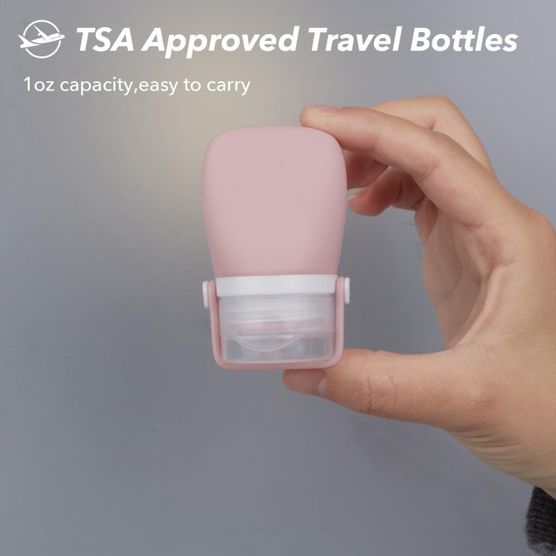 BienBion 1oz Travel Bottles for Toiletries, Silicone Leak-Proof TSA Approved Travel Size Containers (4-Pack) - Reusable Refillable Bottles for Shampoo, Body Wash, Lotion - Image 5