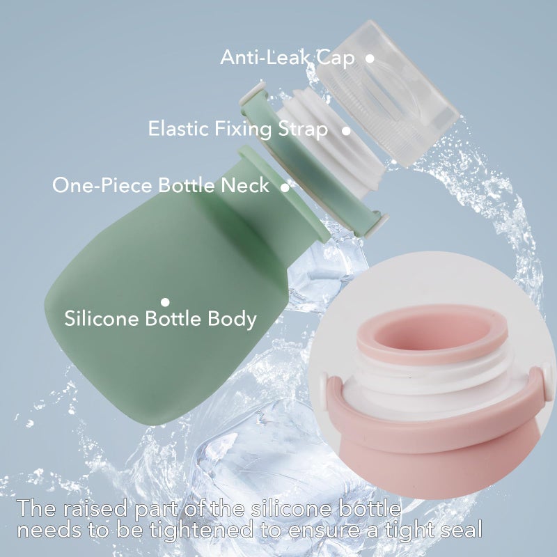 BienBion 1oz Travel Bottles for Toiletries, Silicone Leak-Proof TSA Approved Travel Size Containers (4-Pack) - Reusable Refillable Bottles for Shampoo, Body Wash, Lotion - Image 2