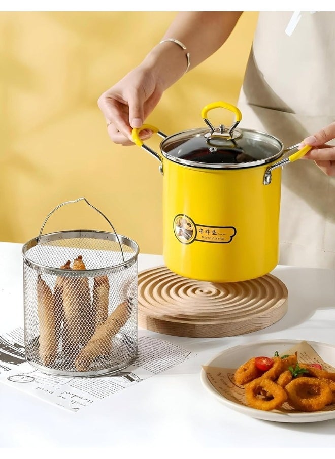 Generic - 3L Deep Fryer Pot, Japanese Stainless Steel Frying Pan with Lid and Oil Filter Rack, Frying Pan for Home Kitchen - Image 1