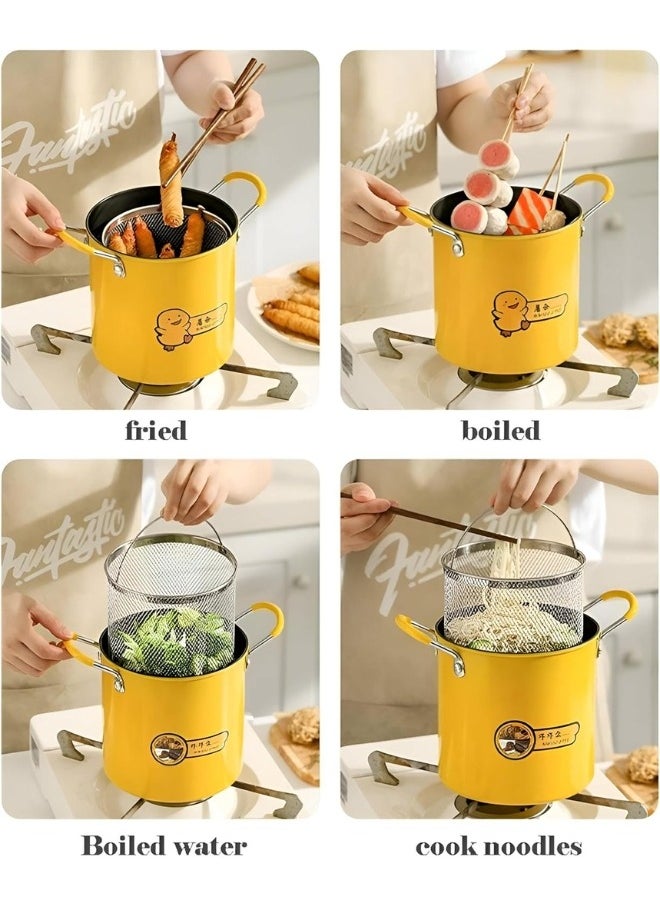 Generic - 3L Deep Fryer Pot, Japanese Stainless Steel Frying Pan with Lid and Oil Filter Rack, Frying Pan for Home Kitchen - Image 1