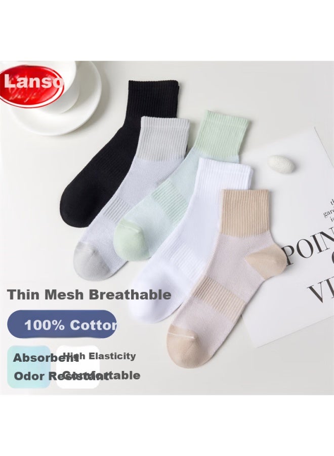 LANG SHA Langsha Children's Socks, Boys' Youth Summer Thin Mid-calf Socks, Big Kids High School Students Mesh Breathable Sports Socks - Image 5