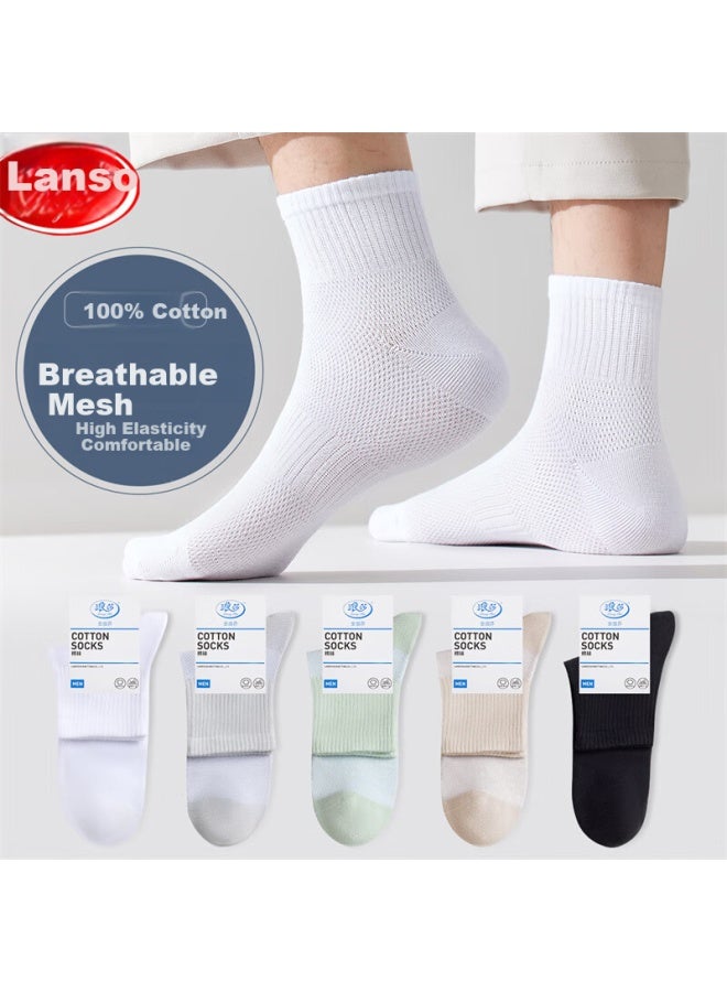 LANG SHA Langsha Children's Socks, Boys' Youth Summer Thin Mid-calf Socks, Big Kids High School Students Mesh Breathable Sports Socks - Image 1