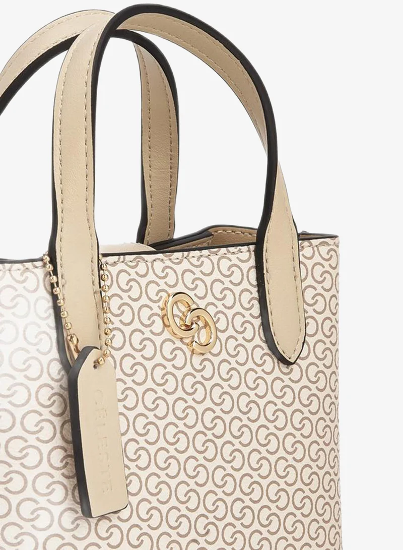 Celeste  Monogram Print Tote Bag With Double Handle for Women | Best Price UAE