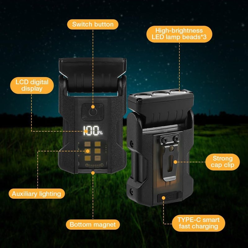Aolso Mini LED Torch Rechargeable - 550 Lumen Super Bright Flashlight with Magnetic Base and 80° Rotatable Design - Image 5