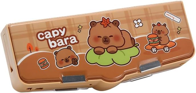 Treayes Multifunction Pencil Case for Kids Double-Sided Magnetic Closure with Sharpener Scissors Erasable Board Storage Box School Supplies - Image 1