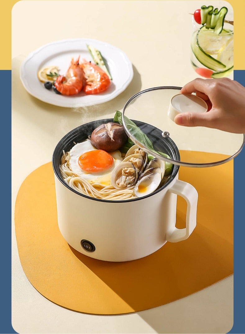 Electric Hot Pot with Steamer, 1.8l Multi-function Non-stick Electric Egg Cooker for Stir-Frying/Stewing/Steaming, Off-White - Image 5