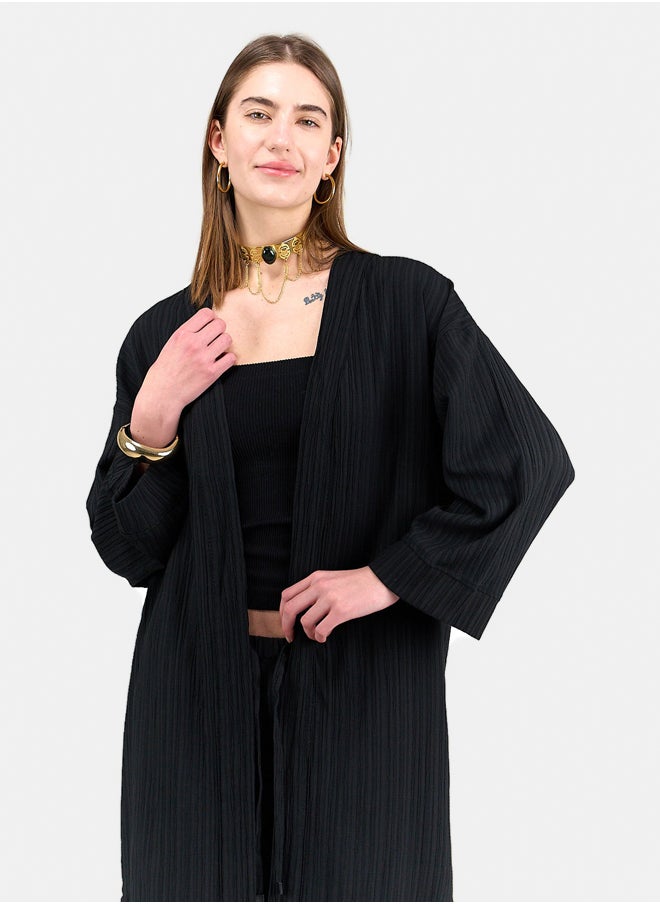 Clue Textured Pattern Midi Kimono  - Image 4