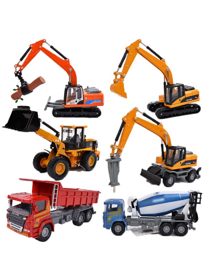 Jingbang 1:60 Alloy Excavator Forklift Truck Dump Truck Grab Wood Roller Engineering Truck Children's Toys-Color:Bulk: 1:60 Mixer Blue
