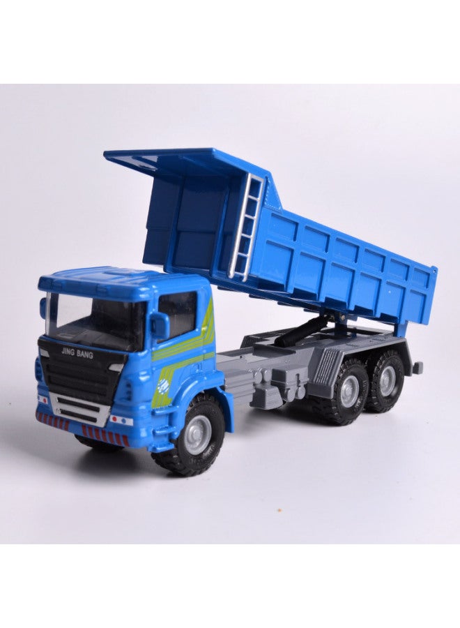 Jingbang 1:60 Alloy Excavator Forklift Truck Dump Truck Grab Wood Roller Engineering Truck Children's Toys-Color:Bulk: 1:60 Mixer Blue
