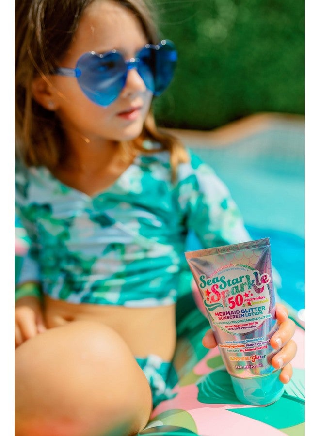 Sunshine & Glitter Sea Star Sparkle Biodegradable Glitter Sunscreen Spf 50 Mermaid Watermelon Lemonade Water Resistant Vegan & Cruelty Free Tsa Approved Travel Ready 3.4 Oz… - Image 5