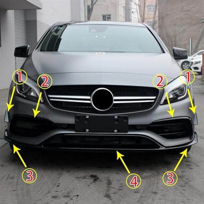 QASULER لسيارة مرسيدس-بنز، الفئة A W176 A45 AMG سبورت 2016-2018 غطاء شفة المصد الأمامي - Image 4