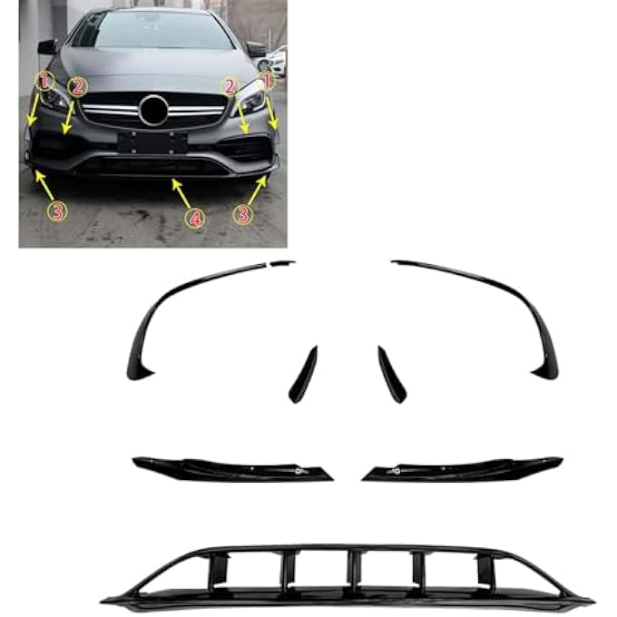 QASULER لسيارة مرسيدس-بنز، الفئة A W176 A45 AMG سبورت 2016-2018 غطاء شفة المصد الأمامي - Image 3
