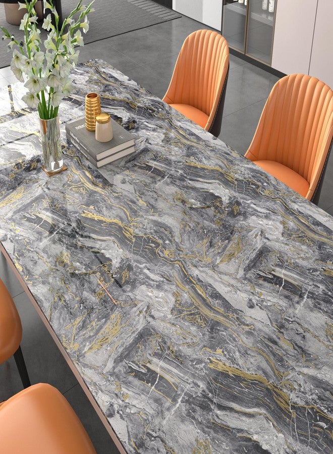Decotalk Grey Gold Marble Contact Paper Peel and Stick 17.7"x200" Marble Countertop Contact Paper Waterproof Grey Granite Contact Paper Marble Wallpaper Removable Glossy Marble Contact Paper for Table - Image 2