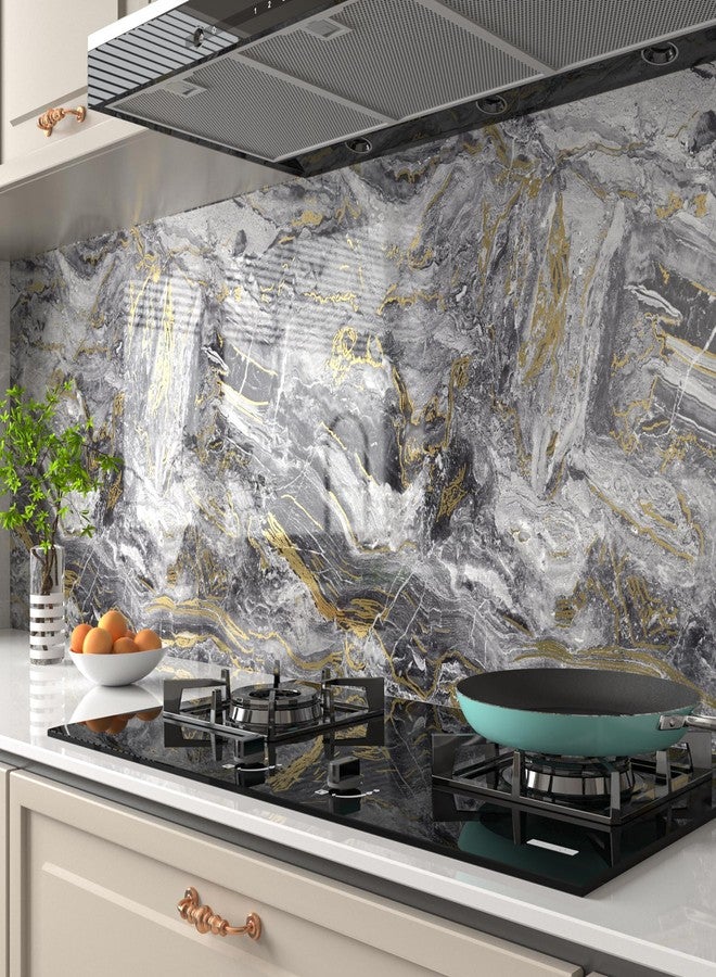 Decotalk Grey Gold Marble Contact Paper Peel and Stick 17.7"x200" Marble Countertop Contact Paper Waterproof Grey Granite Contact Paper Marble Wallpaper Removable Glossy Marble Contact Paper for Table - Image 4