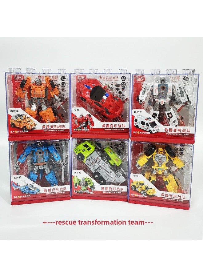 Guangdong Star Sea Land And Air Deformation Team Boy Robot Combination Model Helicopter Armor Tank Seven-in-one Toy-Colour:Yuexing Rescue Transformation Team - Image 1
