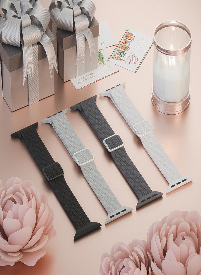4 قطع من حزام ساعة Apple Watch 38 مم 42 مم 40 مم 44 مم 41 مم 45 مم 46 مم 49 مم للنساء والرجال، حزام رفيع من النايلون بحلقة فردية لسلسلة iWatch 11 10 9 8 7 SE 6 5 4 3 Ultra - Image 2