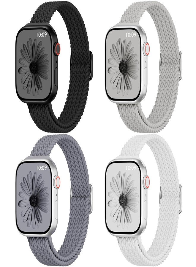 4 قطع من حزام ساعة Apple Watch 38 مم 42 مم 40 مم 44 مم 41 مم 45 مم 46 مم 49 مم للنساء والرجال، حزام رفيع من النايلون بحلقة فردية لسلسلة iWatch 11 10 9 8 7 SE 6 5 4 3 Ultra - Image 1