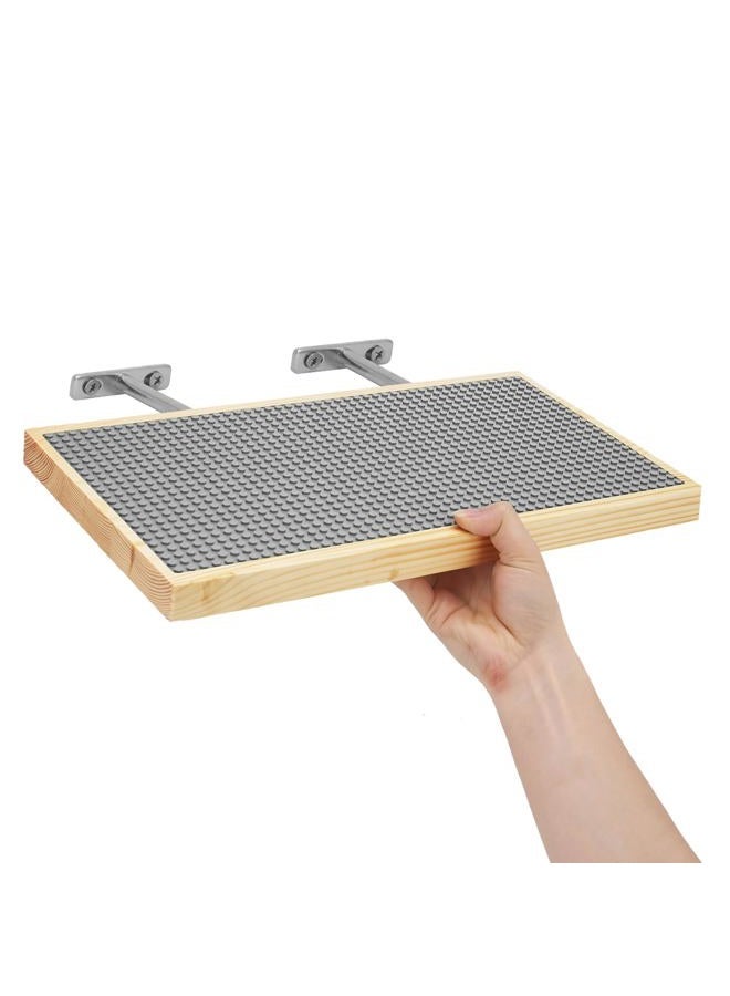 Vivise Display Shelves for Building Bricks 48X24 Stud Base Plate Wooden Wall Mount Shelf Display for Wall Compatible with All Toy Block Brands (Size 16X8 Inch) (2, Grey) - Image 1