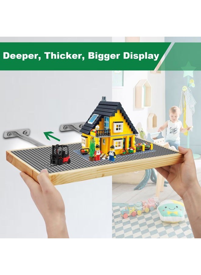 Vivise Display Shelves for Building Bricks 48X24 Stud Base Plate Wooden Wall Mount Shelf Display for Wall Compatible with All Toy Block Brands (Size 16X8 Inch) (2, Grey) - Image 2