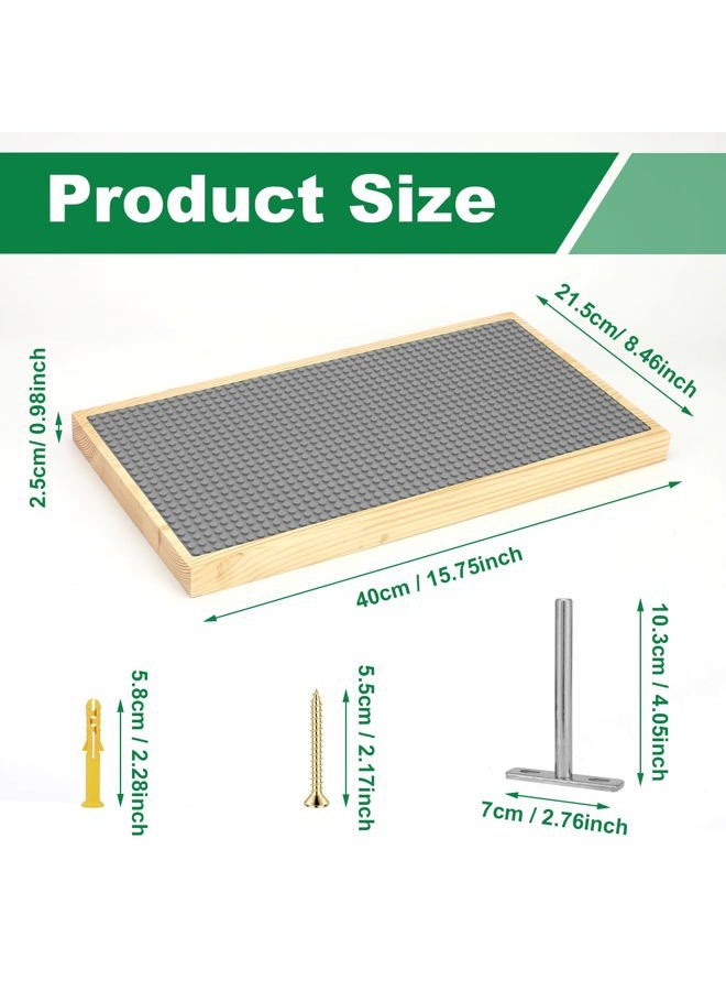 Vivise Display Shelves for Building Bricks 48X24 Stud Base Plate Wooden Wall Mount Shelf Display for Wall Compatible with All Toy Block Brands (Size 16X8 Inch) (2, Grey) - Image 3