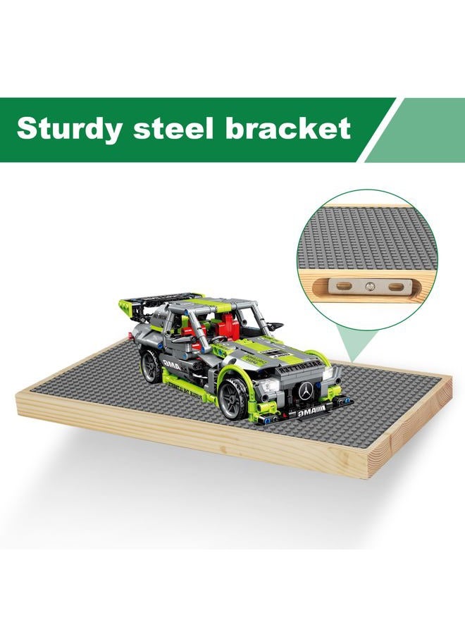 Vivise Display Shelves for Building Bricks 48X24 Stud Base Plate Wooden Wall Mount Shelf Display for Wall Compatible with All Toy Block Brands (Size 16X8 Inch) (2, Grey) - Image 5