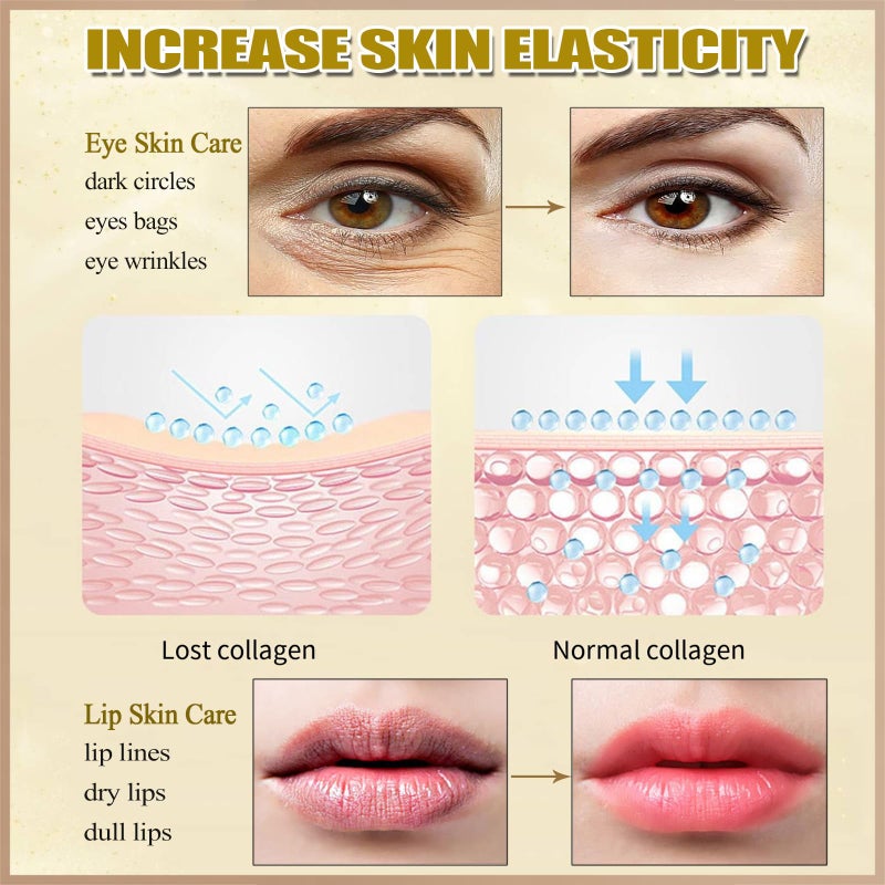 Miniling 30 Pairs 24K Gold Eye Masks & Lip Masks,Crystal Collagen Eye Patches for Puffy Eyes, Effectively Moisturizing Lip & Eye Skin Care Reducing Fine Lines Dark Circleeye Patches - Image 4