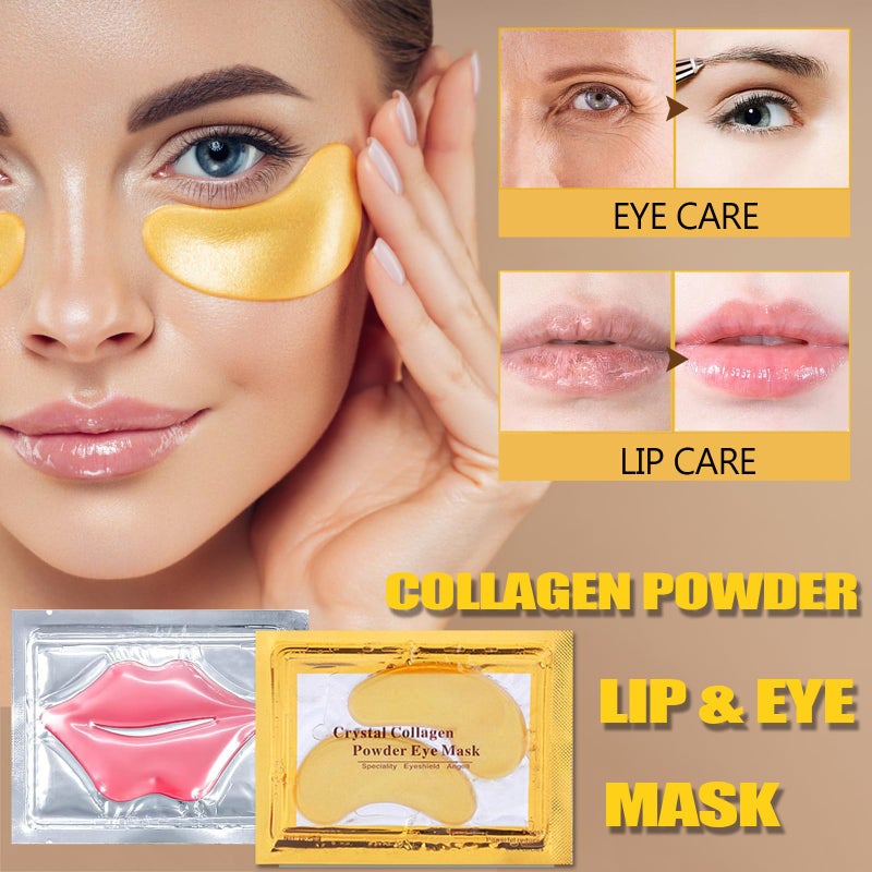Miniling 30 Pairs 24K Gold Eye Masks & Lip Masks,Crystal Collagen Eye Patches for Puffy Eyes, Effectively Moisturizing Lip & Eye Skin Care Reducing Fine Lines Dark Circleeye Patches - Image 2