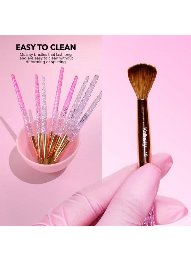 Kiara Sky Pink Crystal Acrylic Nail Brush - Professional Nail Cleaner Tool - Nail Kolinsky Brush for Women - 100% Kolinksy Hand Crafted Nail Tools - Long Lasting Nail Cleaning Brush, #12 - Image 4