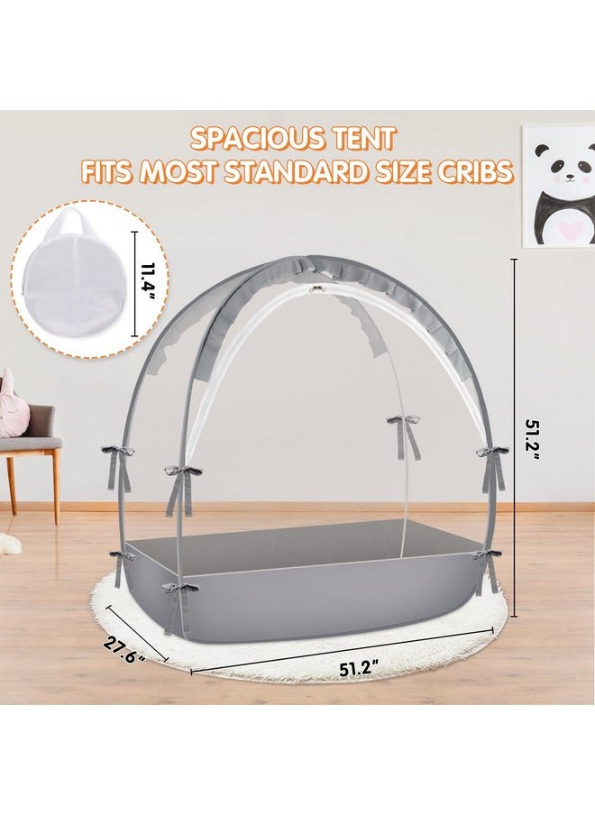 Generic - Generic Crib Tent - Crib Net to Keep Baby in - Baby Crib Tent to Keep Baby from Climbing Out, Durable Breathable Pop Up Baby Crib Tent, Safety Net, Canopy Netting Cover (Grey, Lager), Gray - Image 1