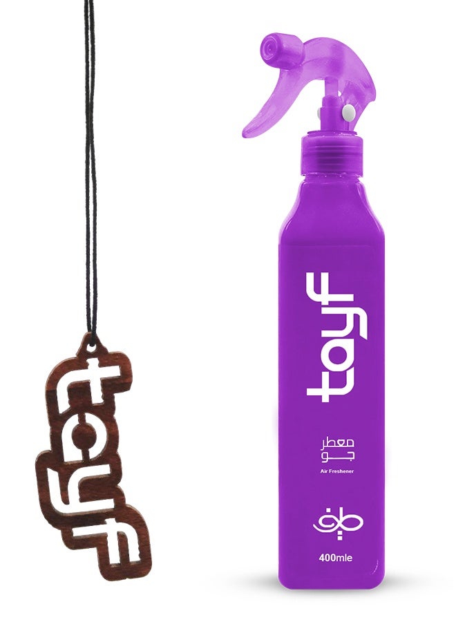 طيف معطر جو "طيف" بخاخ ٤٠٠ مل مع بطاقة تعليق | تركيبة زيت عطري تدوم طويلًا | لا يسبب غازات، للاستخدام اليومي، مزيل للروائح، مناسب للسيارة والمنزل والمكتب - Image 1