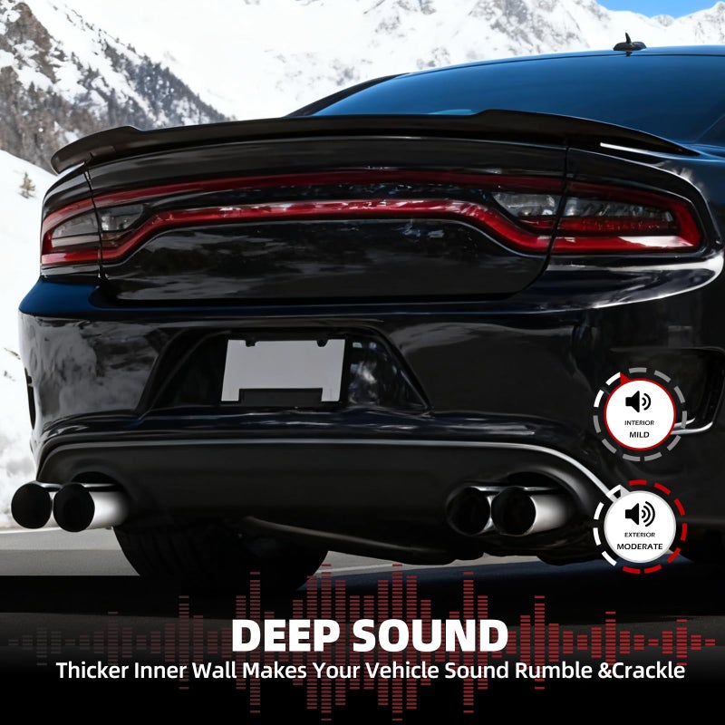 A-KARCK Dual Exhaust Tip 3 Inch Inlet 4" Dual Outlet 12" Overall Length Polished Stainless Weld-On Duo Layer Angle Exhaust Tailpipe Tips for Car Truck - Image 5