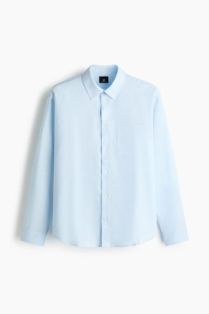 H&M  Relaxed Fit Linen-blend shirt for Men | Best Price UAE