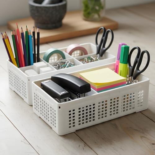 DecoLogy Clothes Organizer for Wardrobe Cupboard Organizer for Clothes Foldable and Stackable Closet Organizer Drawer Organizer for Clothes (6PCS-Small (Mini Drawer Organisers), White) - Image 1
