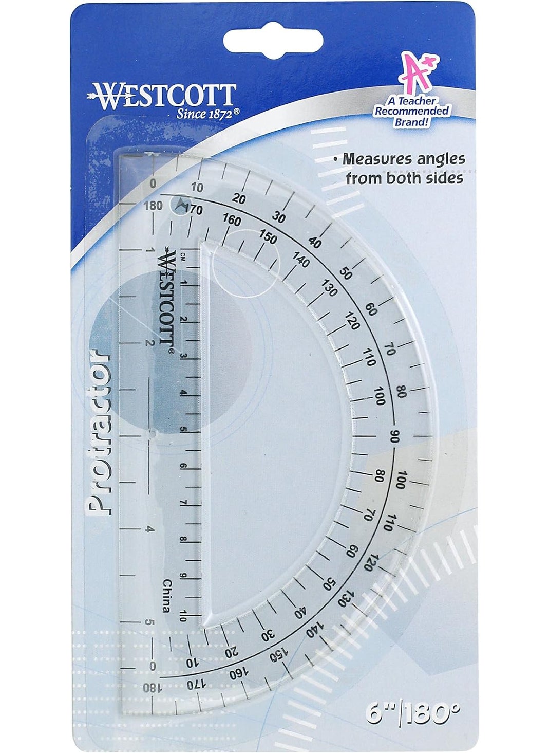 Westcott Westcott 6Inch Plastic 180 Degree Protractor Clear  - Image 2