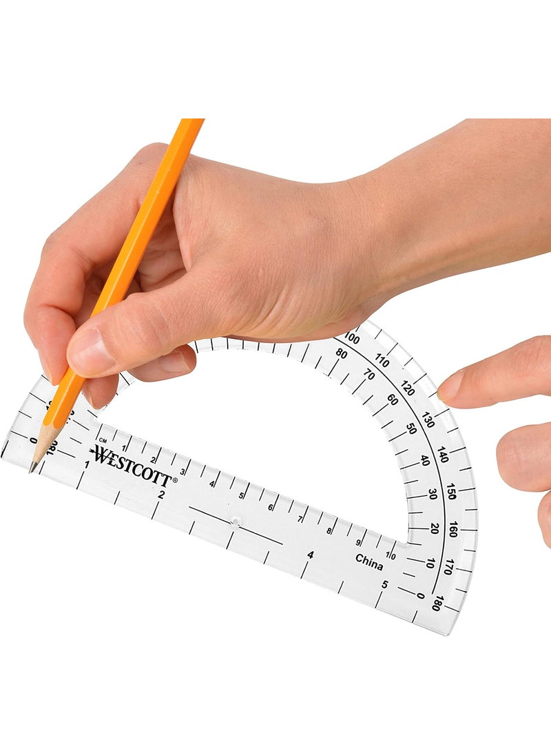 Westcott Westcott 6Inch Plastic 180 Degree Protractor Clear  - Image 4