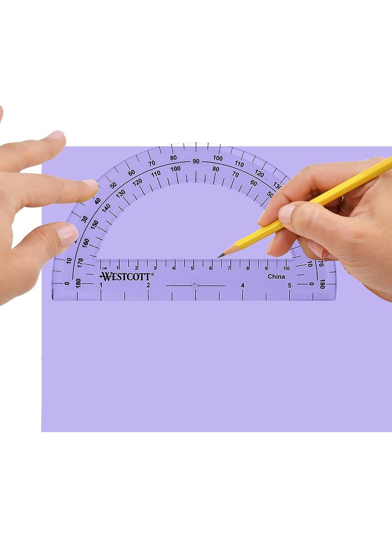 Westcott Westcott 6Inch Plastic 180 Degree Protractor Clear  - Image 5