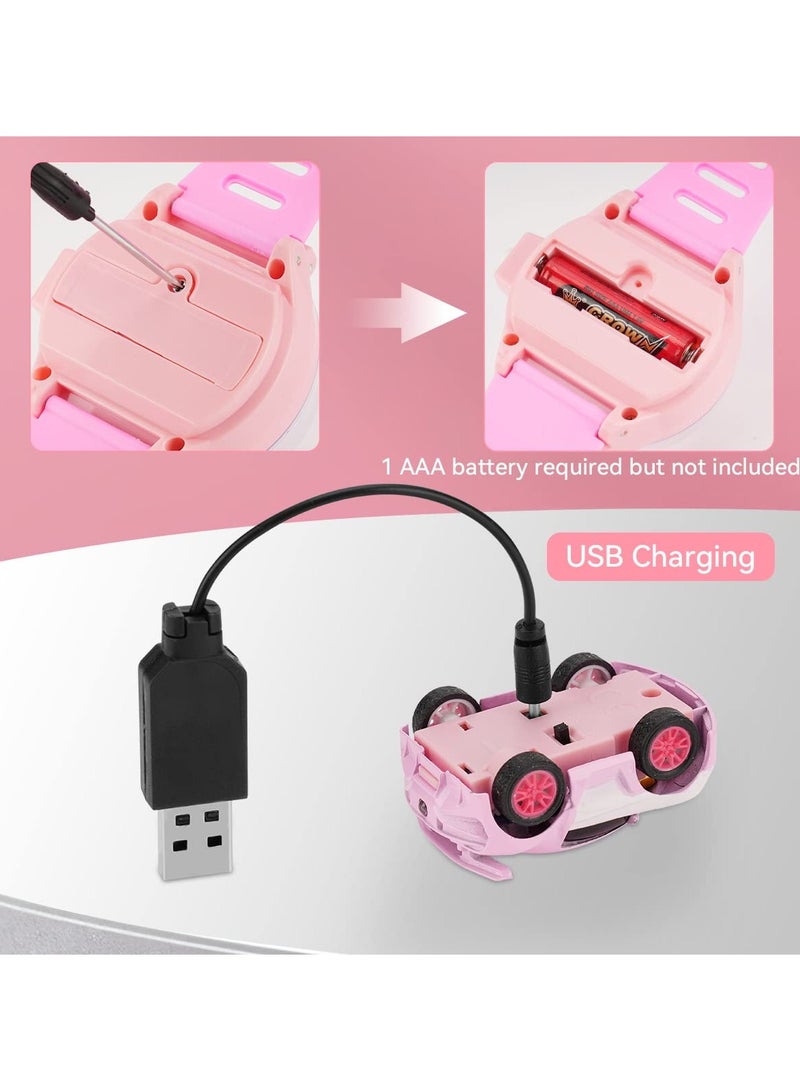 SYOSI New Mini Remote Control Car Watch Toys with LED Light, 2.4GHz Watch Remote Control Car, Gift for Boys Girls Birthday (Pink) - Image 4
