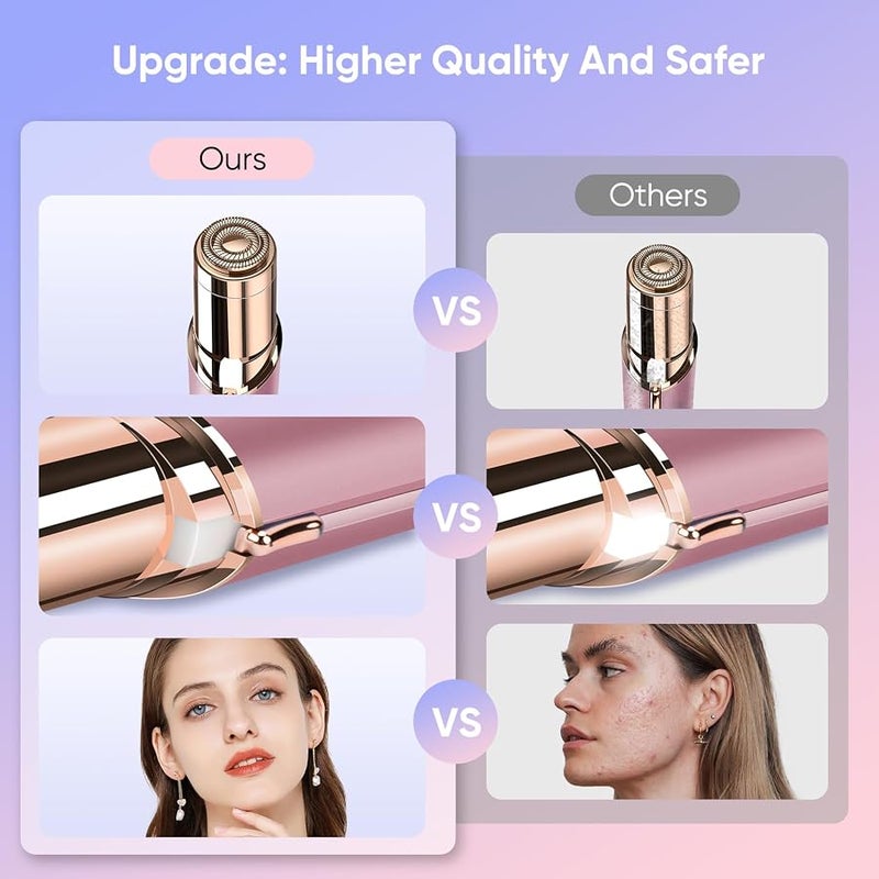 claities Facial Hair Removal for Women, Mini Hair Remover, Electric Razor Shaver Portable Bikini Epilator for Lips, Chin, Armpit, Peach Fuzz, Fingers, Neck, Cheek and USB Rechargeable(Rose Gold) - Image 5