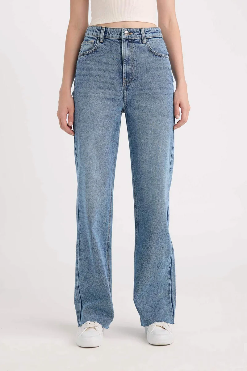 Defacto 90s Wide Leg High Waist Crop Jeans