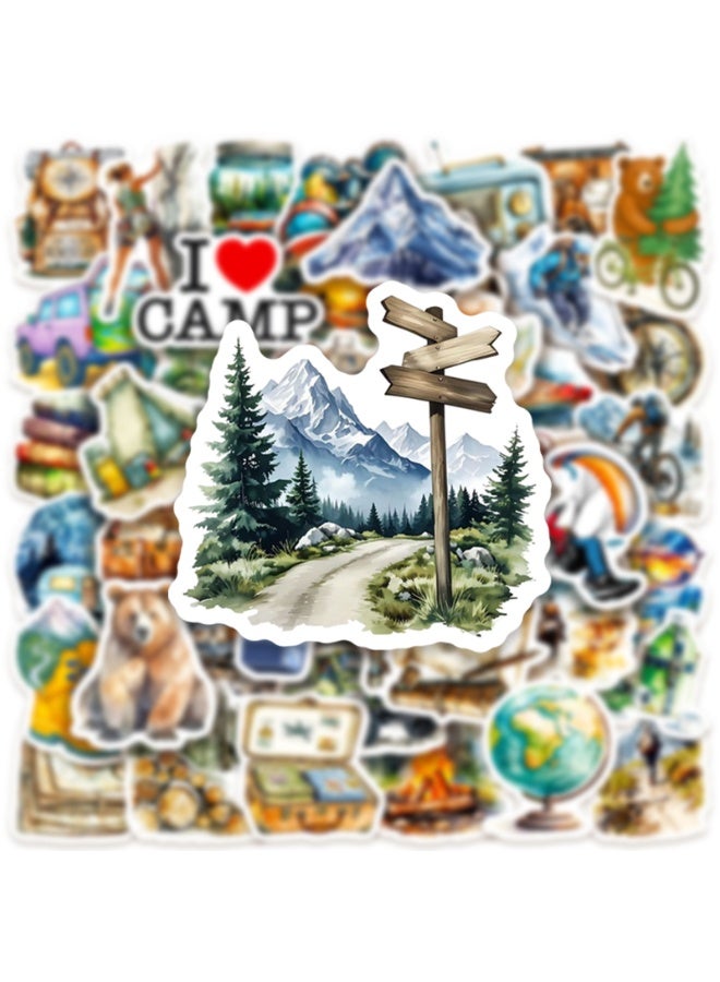 قوس قزح أورينبو ملصقات ألوان مائية للتخييم ومعدات التبريد والمشي لمسافات طويلة، 50 قطعة، ملصقات متينة لأجهزة الكمبيوتر المحمولة وزجاجات المياه والألعاب والهدايا للفتيات المراهقات، مثالية لأجهزة الكمبيوتر المحمولة والهاتف ولوح التزلج والسفر، إضافية - Image 2