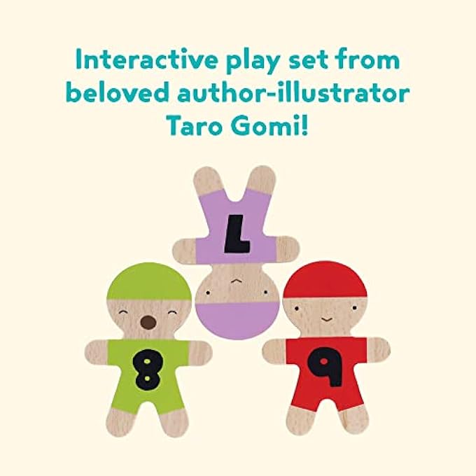 TARO GOMI'S WOODEN PLAY SET: 10 SHAPED FIGURES FOR STACKING FUN - Image 3