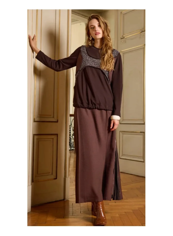 Zipper detailed skirt - Brown