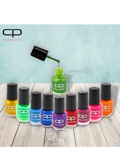 CP Trendies Nail Polish Kit 10 Pcs Colors Pack No -9 | Assorted Color | Nail Enamel | Nail Polish Glitter Gel Nail Art Starter Kit Beauty Gifts Set for Women Girls  - Image 4