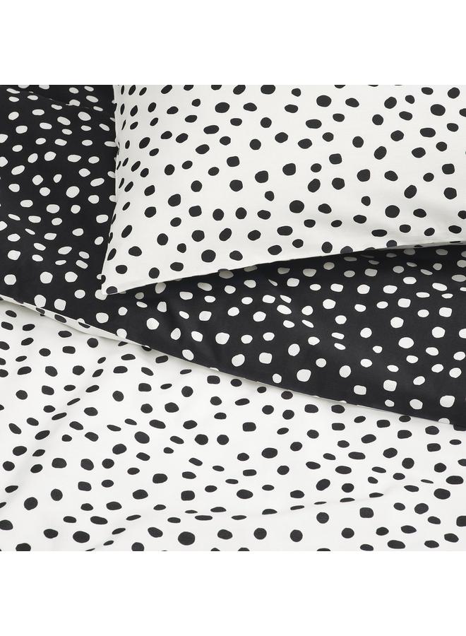 erorex Duvet cover and pillowcase, black white/dotted, 150x200/50x80 cm - Image 3