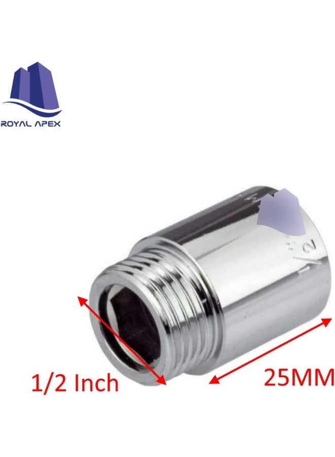 Royal Apex Chrome Extension Nipple Male To Female 1/2" British Standard Pipe (Bsp) Various Sizes For Extension Pipe That Allows To Extend Any Fitting In Height - Pack Of 3 (1/2X25Mm) - Image 2