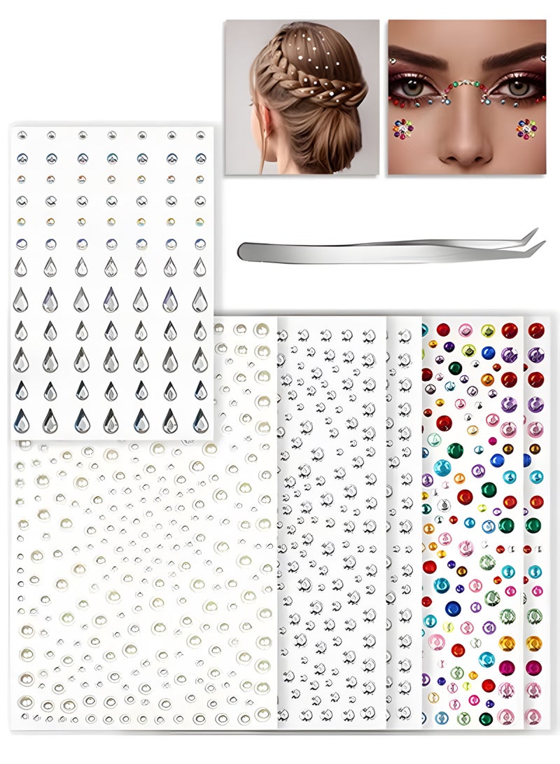 Beyond Rhinestone Stickers Face Stickers with Tweezers, Self Adhesive DIY Embellishment, Colorful Diamond Stickers for Face Eye Makeup Body - Image 1