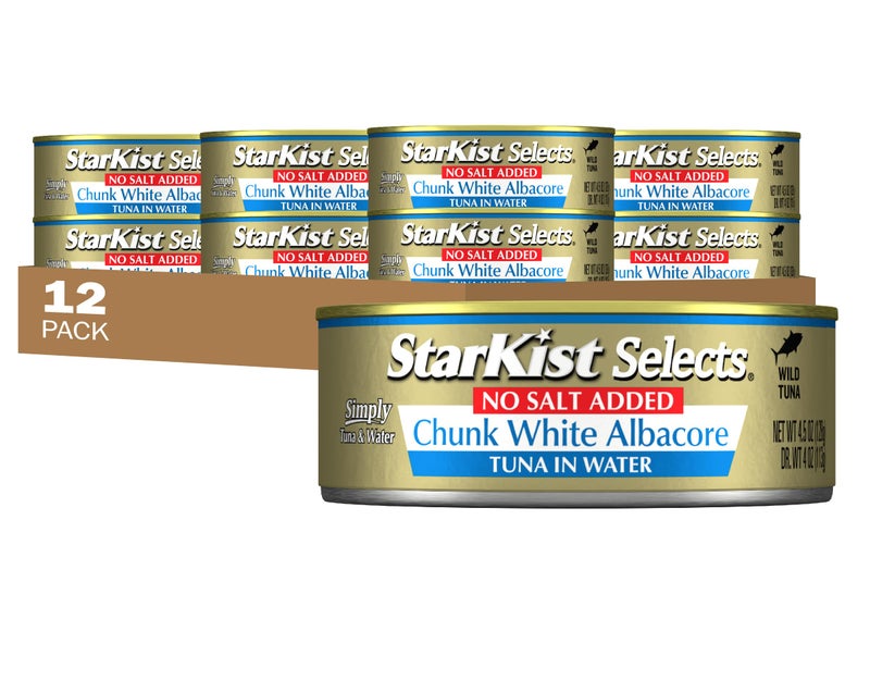 StarKist Selects No Salt Added Chunk White Albacore Tuna in Water 45 oz 12 Pack Canned Tuna Fish Wild Caught Gluten Free Ready to Eat Perfect for Salads Keto Meals  Snacks 30g Protein - Image 3