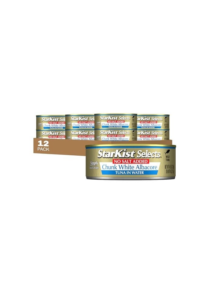 StarKist Selects No Salt Added Chunk White Albacore Tuna in Water 45 oz 12 Pack Canned Tuna Fish Wild Caught Gluten Free Ready to Eat Perfect for Salads Keto Meals  Snacks 30g Protein - Image 1