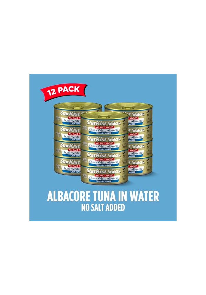StarKist Selects No Salt Added Chunk White Albacore Tuna in Water 45 oz 12 Pack Canned Tuna Fish Wild Caught Gluten Free Ready to Eat Perfect for Salads Keto Meals  Snacks 30g Protein - Image 5